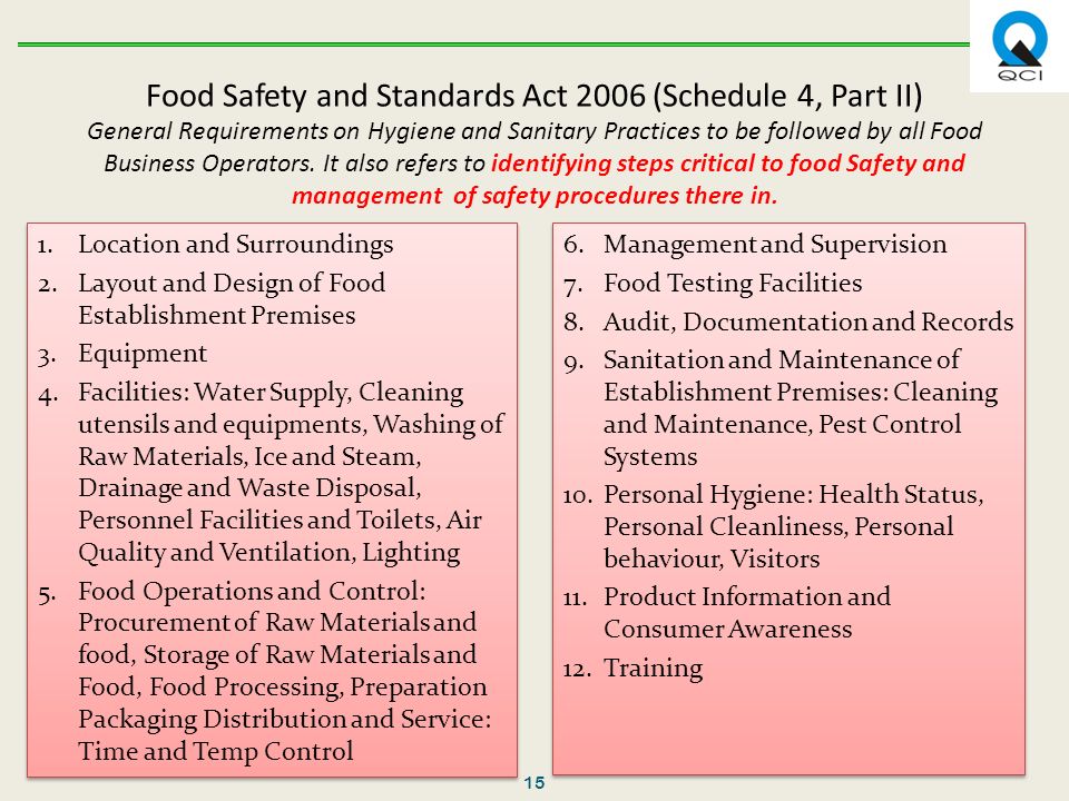Food hygiene regulations 2006